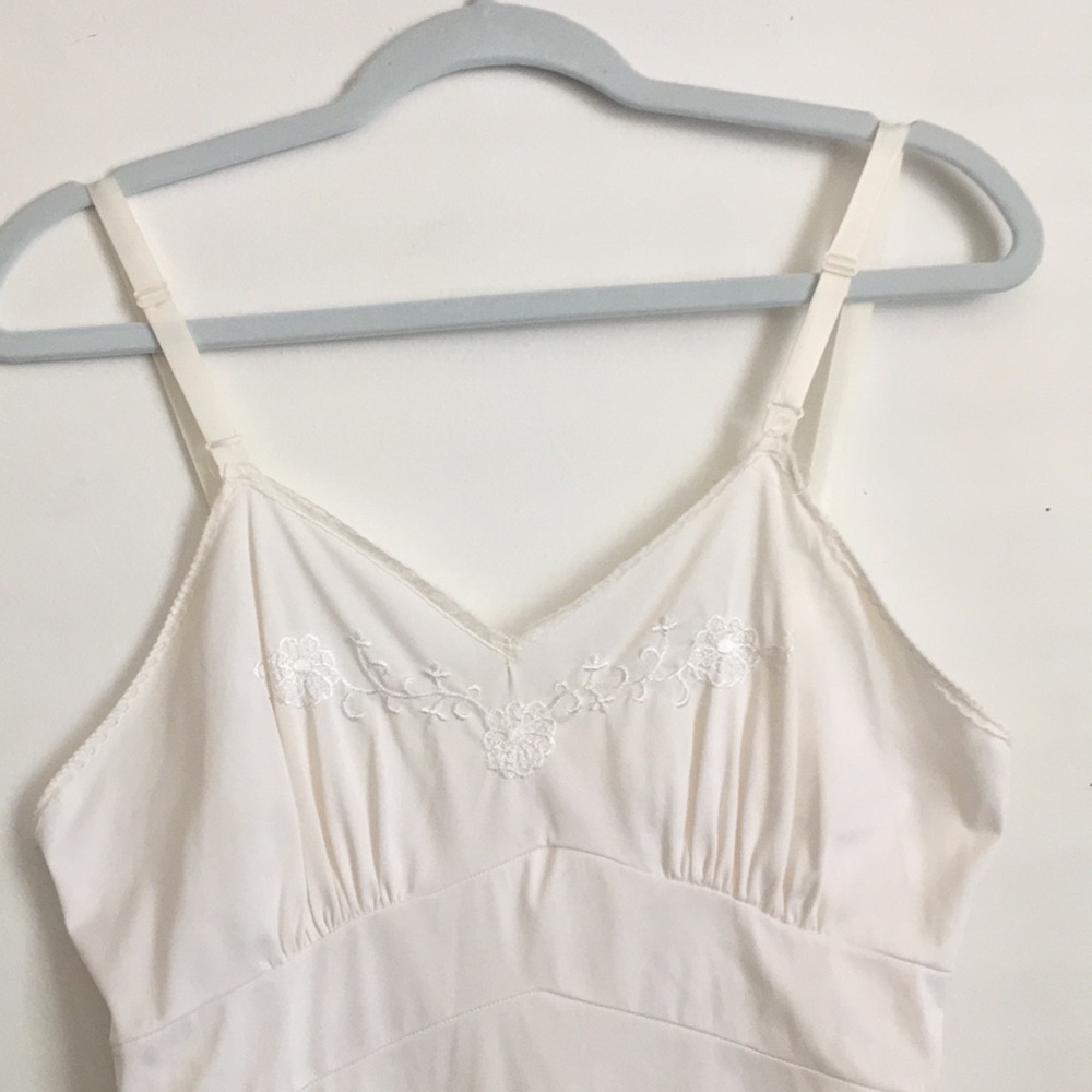 Cream Floral embroidered Slip